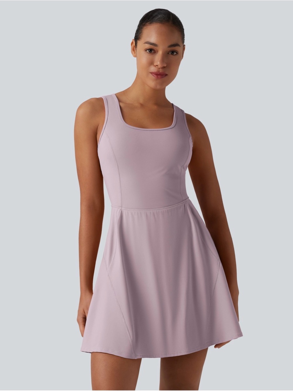 HALARA Lavender Scoop Neck Fit & Flare Mini Dress